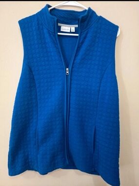 Kim Rogers Blue Quilted Zip-Front Vest